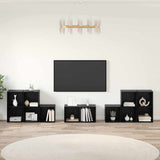 TV Cabinet Set Wall-mounted 8 pcs Black Oak Engineered Wood 3393274