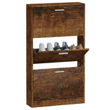 Shoe Cabinet Smoked Oak 59x17x108 cm Engineered Wood 342531