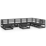 9 Piece Garden Lounge Set Black Solid Pinewood 3075723