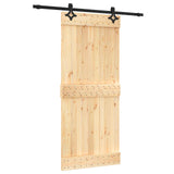 Sliding Door Natural and Black 90 x 210 cm Solid Pine Wood 3445049