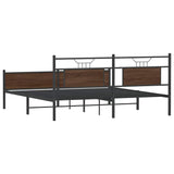 Metal Bed Frame without Mattress Brown Oak 183x213 cm 3325137