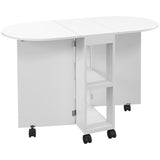 Four-Person Drop Leaf Dining Table, with Wheels - White T3398P344540
