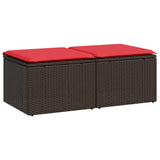 2 Piece Garden Sofa Set with Cushions Brown Poly Rattan Acacia 3328687