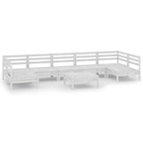 8 Piece Garden Lounge Set White Solid Wood Pine 3083410
