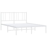Metal Bed Frame without Mattress with Headboard White 150x200cm 352531