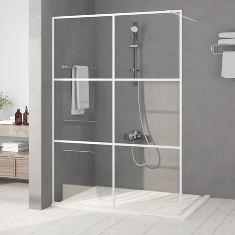 Walk-in Shower Wall White 140x195 cm Clear ESG Glass 152124