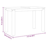 ZNTS Dining Table Panama Grey 117x60x75 cm Solid Wood Pine 4005703