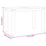 ZNTS Dining Table Panama White 117x60x75 cm Solid Wood Pine 4005704