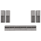 7 Piece TV Wall Cabinet Set with LED Lights Grey Sonoma 3216783