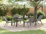 Garden Dining Set 5 pcs Grey and Black Powder-coated Steel 3379124