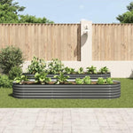 Garden Raised Bed 320x80x44 cm Galvanised Steel Grey 45527