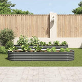 Garden Raised Bed 320x80x44 cm Galvanised Steel Grey 45527