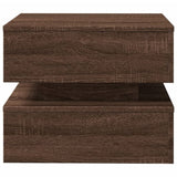 ZNTS Coffee Table with LED Lights Brown Oak 50x50x40 cm 839860