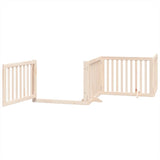 Dog Gate with Door Foldable 4 Panels 320 cm Poplar Wood 352241