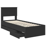 Bed Frame with Drawer Black 75 x 190 cm Engineer Wood 3410757