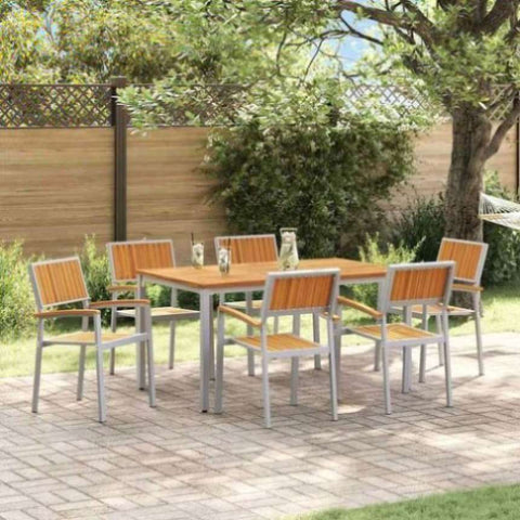 Garden Dining Set 7 pcs Grey and brown 150 x 90 x 75 cm 3284424