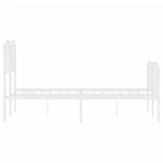 ZNTS Metal Bed Frame with Headboard and Footboard White 120x190 cm Small Double 373951