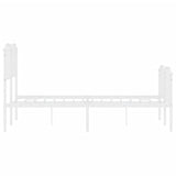 ZNTS Metal Bed Frame with Headboard and Footboard White 120x190 cm Small Double 373951