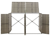 Double Wheelie Bin Shed Grey 140x80x117 cm Poly Rattan 319865