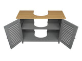 Modern Double Shutter Door MDF Spray Paint Bathroom Sink Cabinet Gray 95544166