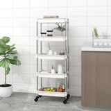 336332 5-Tier Kitchen Trolley White 42x29x128 cm Iron and ABS