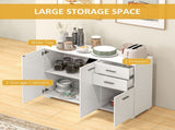 Sideboard, Modern Storage Cabinet with 2 Drawers, 3 Doors and Adjustable Shelves, Kitchen Cabinet T3398P330502