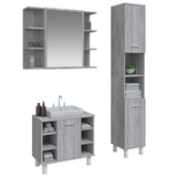 ZNTS 3 Piece Bathroom Cabinet Set Grey Sonoma Engineered Wood 3187607