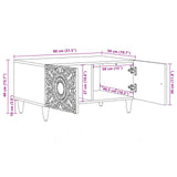 Coffee Table White 80 x 50 x 40 cm Solid Mango Wood 4018373