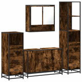 4 Piece Bathroom Furniture Set Smoked Oak Engineered Wood 3301282