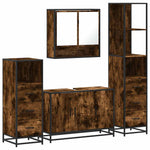 ZNTS 4 Piece Bathroom Furniture Set Smoked Oak Engineered Wood 3301282