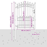 Fence Gate with Spikes Grey 170 x 100 cm Powder-coated steel 42009005