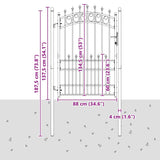 Fence Gate with Spikes Grey 170 x 100 cm Powder-coated steel 42009005