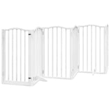 Dog Gate with Door Foldable 12 Panels White 600 cm Poplar Wood 3155595