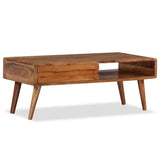 244974 Coffee Table Solid Wood with Carved Drawer 100x50x40 cm
