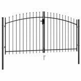 Fence Gate Double Door with Spike Top Steel 3x1.5 m Black 146028