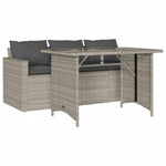 2 Piece Garden Dining Set with Cushions Light Grey Poly Rattan 366334