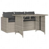 2 Piece Garden Dining Set with Cushions Light Grey Poly Rattan 366334