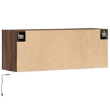 TV Wall Cabinet with LED Lights Brown Oak 100x31x35 cm 852368