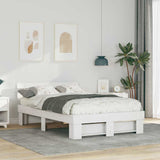 Bed Frame with Headboard White 135 x 190 cm Solid Pine Wood 872492