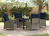 Garden Dining Set with Cushion 5 pcs Grey and Black Rattan 3380576