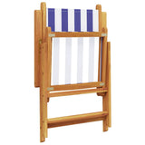 7 Piece Garden Dining Set Blue and White Fabric and Solid Wood 3281741