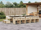 15 Piece Garden Dining Set with Cushions Beige Poly Rattan 3211174