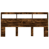 Headboard Cabinet with LED Smoked Oak 200x17x102 cm 839221