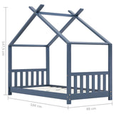 Kids Bed Frame Grey Solid Pine Wood 80x160 cm 283371