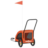 Pet Bike Trailer Orange and Grey Oxford Fabric and Iron 93970