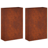Garden Planter 2 pcs Rusty 40 x 20 x 75 cm Weathering Steel 8005441