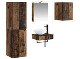 Bathroom Furniture Set 5 pcs Old Wood Engineered Wood and Glass 3407245