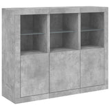 Sideboards with LED Lights 3 pcs Concrete Grey Engineered Wood 3209103