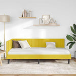 Corner Bed Frame with Headboard Yellow 90 x 200 cm Velvet 42016434