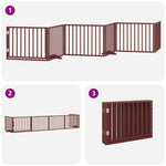 Dog Gate with Door Foldable 6 Panels Brown 480 cm Poplar Wood 3155577